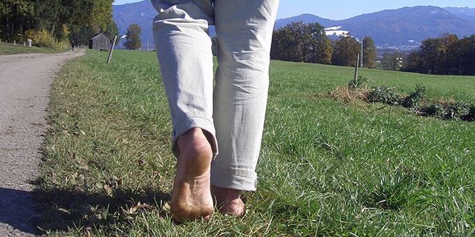 walking barefoot to increase power